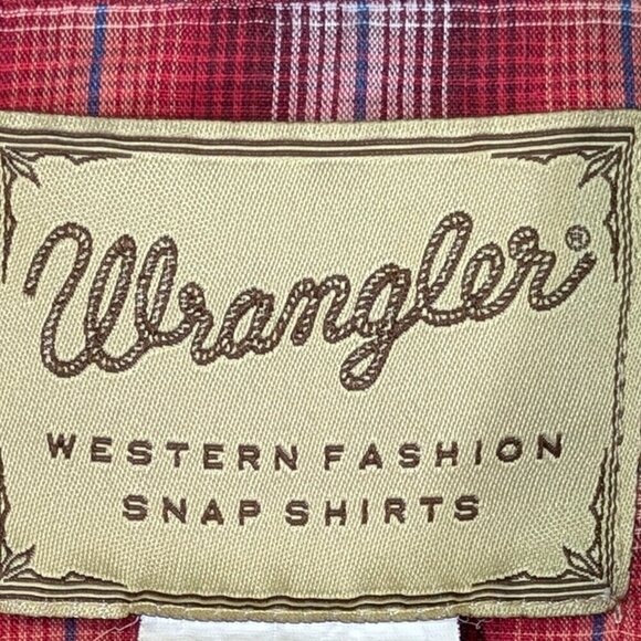 Wrangler Western Shirt Mens 2XL Pearl Snap Red Plaid Short Sleeve Pockets Rodeo - Picture 9 of 11